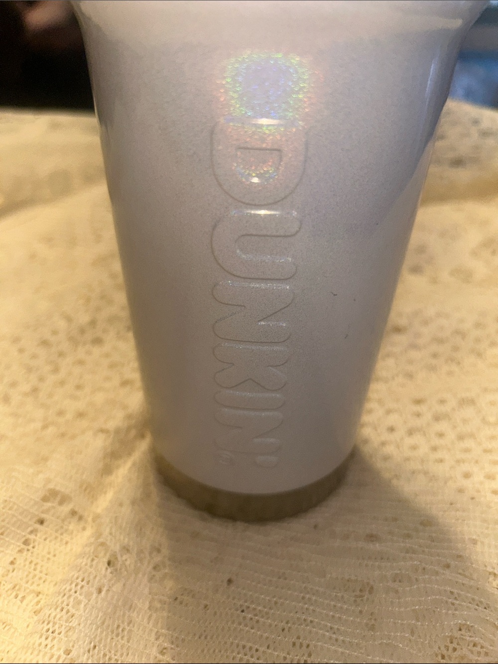 Dunkin Iridescent White Travel Tumbler with Lid and White Straw included - Picture 12 of 12